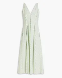 Stine Goya Jayden pleated striped cotton-poplin midi dress - Green Green