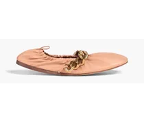 Falabella chain-embellished faux leather ballet flats - Pink