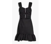 Rubis crystal-embellished cutout linen-blend mini dress - Black