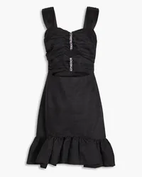 Sandro Crystal-embellished cutout linen-blend mini dress - Black Black