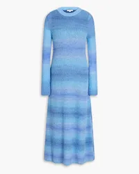 Vince Striped ribbed-knit midi dress - Blue Blue