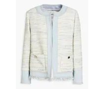 Babeth denim-trimmed tweed jacket - White