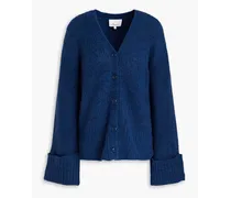 Mélange brushed ribbed-knit cardigan - Blue