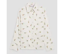 Floral-print charmeuse pajama top - White