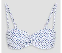 Capri printed underwired bandeau bikini top - White