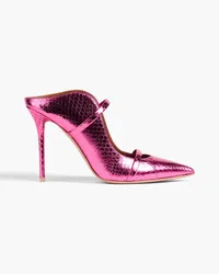 Malone Souliers Maureen 100 metallic snake-effect leather mules - Pink Pink