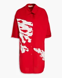 Gentryportofino Oversized printed cotton-poplin shirt dress - Red Red