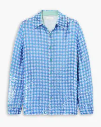 ASHISH Checked sequined tulle shirt - Blue Blue