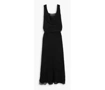 Draped silk-georgette maxi dress - Black
