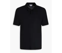 Cotton and linen-blend jersey polo shirt - Black