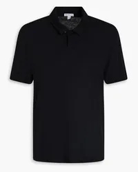 James Perse Cotton and linen-blend jersey polo shirt - Black Black