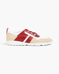 TOD'S Color-block canvas and leather sneakers - Burgundy Burgundy