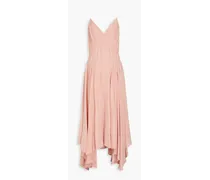 Maren gathered silk-crepon midi dress - Pink