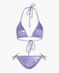 Norma Kamali Metallic triangle bikini - Purple Purple