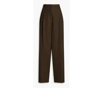 Twill wide-leg pants - Brown