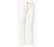 Hero cropped distressed high-rise straight-leg jeans - White