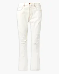 SLVRLAKE Hero cropped distressed high-rise straight-leg jeans - White White