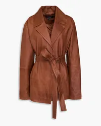 MUUBAA Belted brushed-leather jacket - Brown Brown