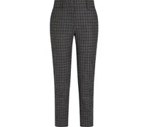 Checked wool-blend slim-leg pants - Gray