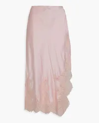 Alice + Olivia Alice Olivia - Lace-paneled satin midi skirt - Pink Pink