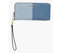 Faux croc-effect leather wallet - Blue