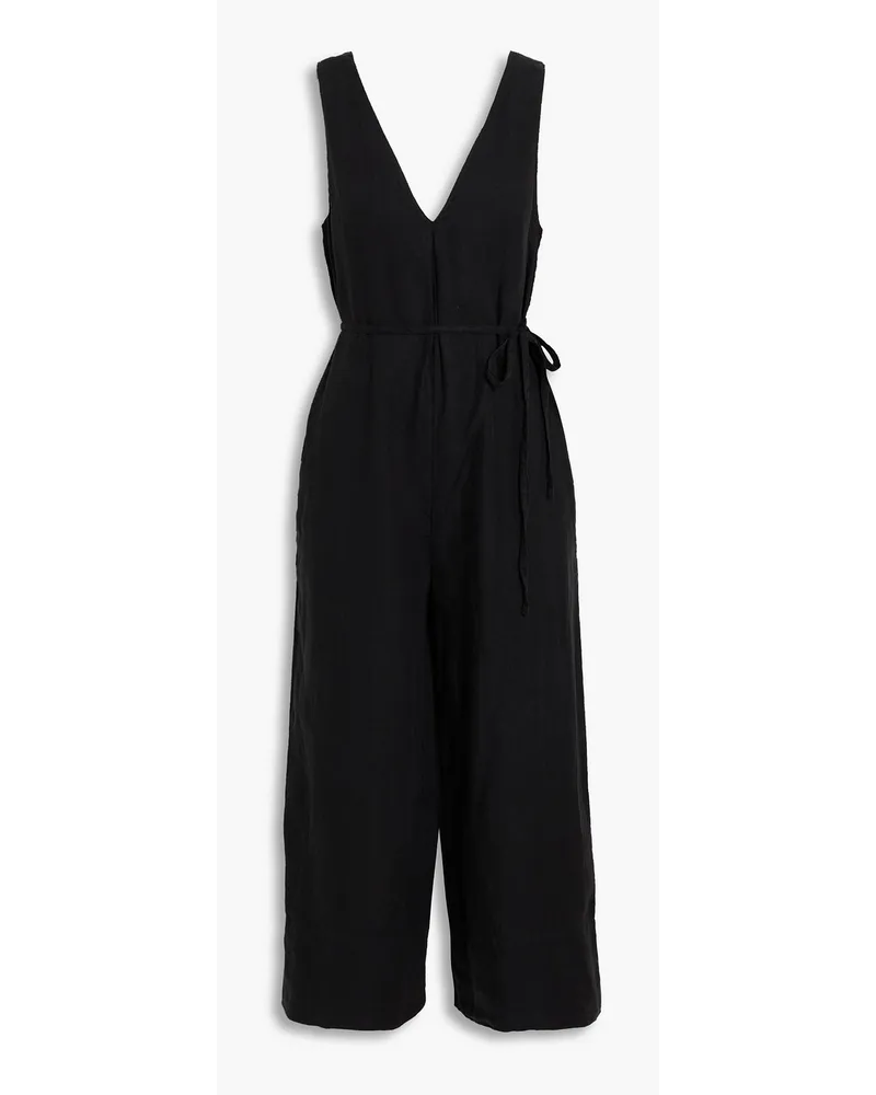 Joie Brier cropped pleated linen jumpsuit - Black Black