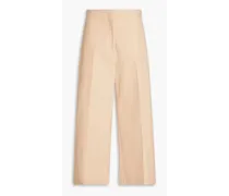 Cropped cotton wide-leg pants - Neutral