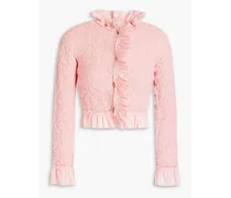 Ruffled shirred satin-jersey jacket - Pink