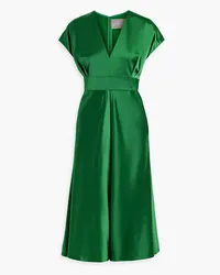 Lela Rose Pleated satin-crepe midi dress - Green Green