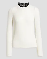 RED Valentino Point d'esprit-trimmed ribbed wool sweater - White White