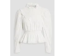 Vienne ruffled broderie anglaise cotton blouse - White