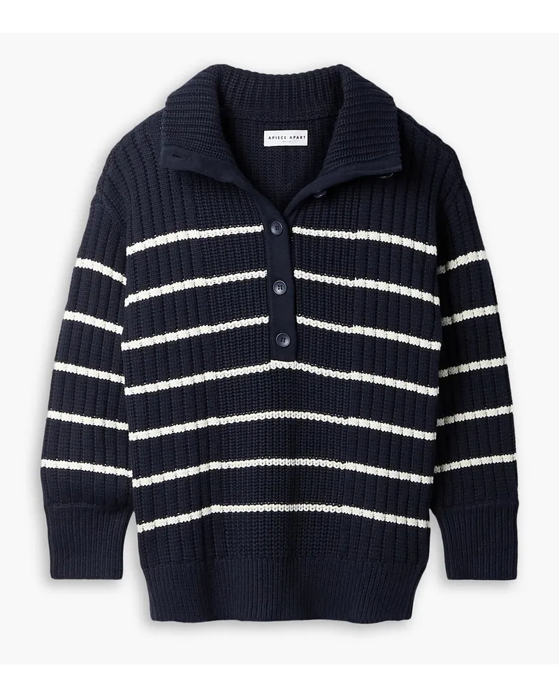 APIECE APART Paloma oversized striped ribbed cotton and cashmere-blend sweater - Blue Blue