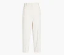 Cropped crepe tapered pants - White