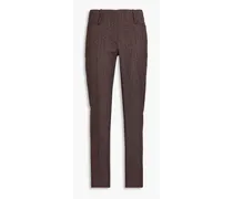 Herringbone wool straight-leg pants - Burgundy