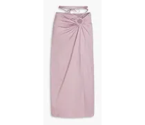 Nell ruched cotton-blend midi skirt - Purple