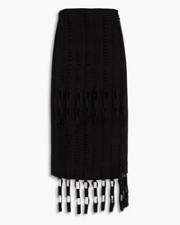 Ferragamo Fringed wool-twill midi skirt - Black Black