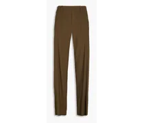 Linen-blend straight-leg pants - Brown