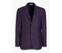 Checked wool, silk and linen-blend blazer - Purple