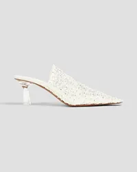 NEOUS Crystal-embellished fishnet mules - White White