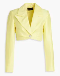 RASARIO Cropped embellished linen-blend jacket - Yellow Yellow