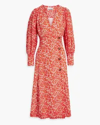 Ganni Printed crepe midi dress - Orange Orange