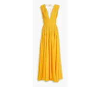 Mimi pintucked georgette gown - Yellow