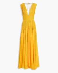 Maria Lucia Hohan Mimi pintucked georgette gown - Yellow Yellow