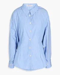 palmer//harding Solo draped striped cotton-poplin shirt - Blue Blue