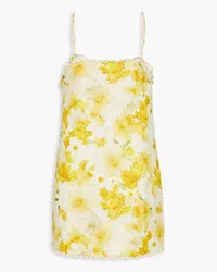 Zimmermann Shell-embellished floral-print linen mini dress - Yellow Yellow