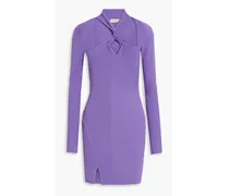 Braulia twist-front cutout ribbed-knit mini dress - Purple