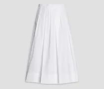 Pleated cotton-poplin skirt - White