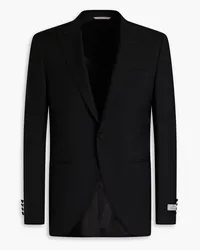 Canali Wool and mohair-blend grain de poudre blazer - Black Black