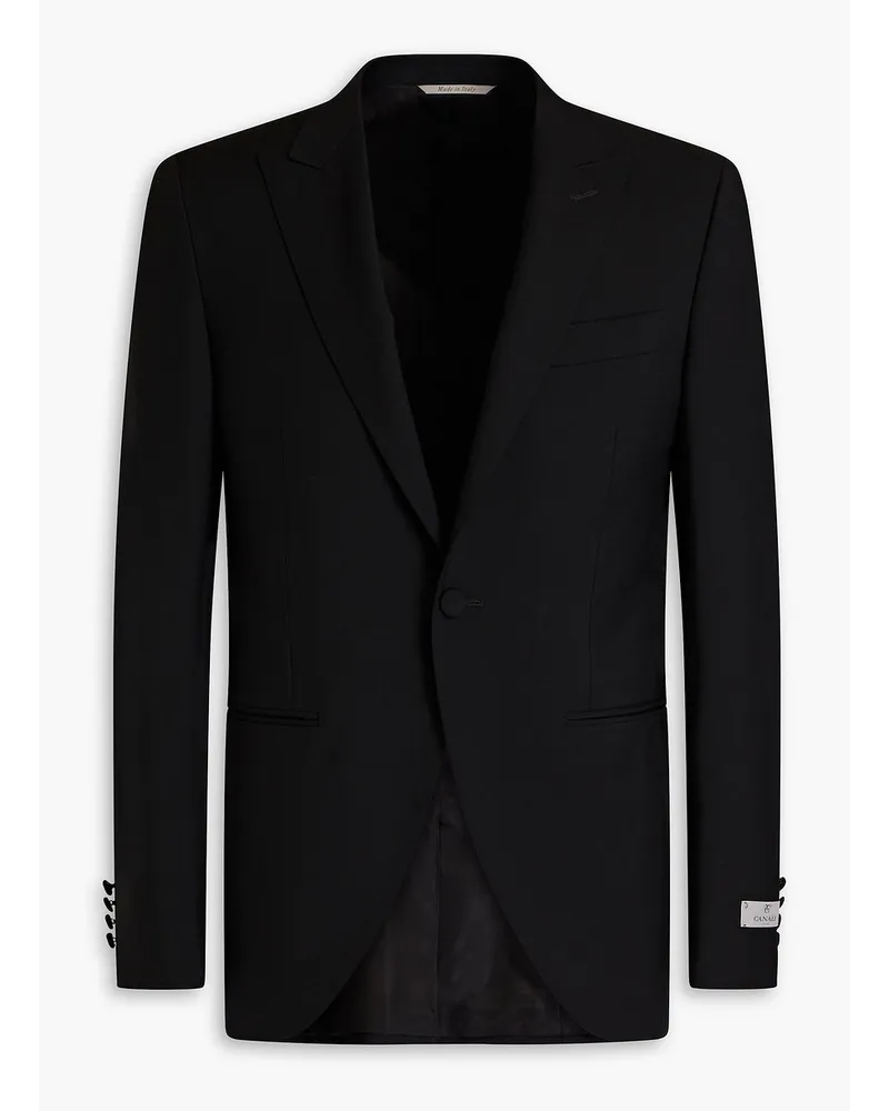 Canali Wool and mohair-blend grain de poudre blazer - Black Black