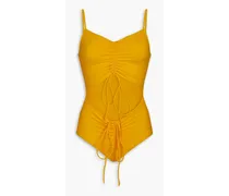 Ruched cutout swimsuit - Yellow